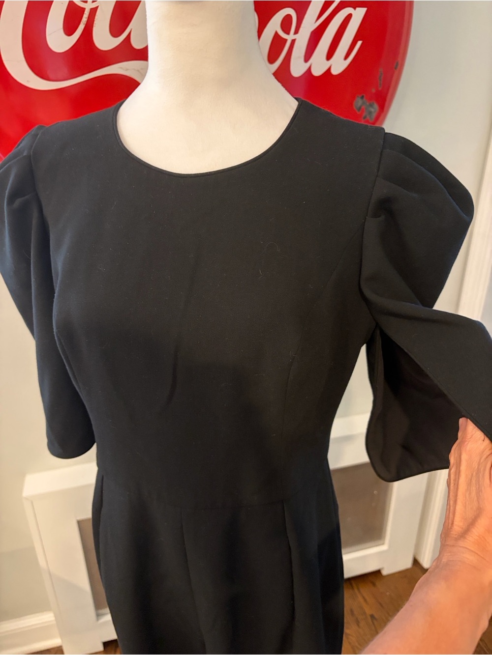 Black Halo Russo Puff & Split Sleeve Black Jumpsuit Size 10, EUC - Picture 5 of 13